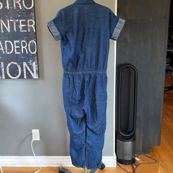 🇪🇸🐠Old Navy Denim Chambray Jumpsuit | Utility Drawstring Waist Short Sleeve XS - Picture 6 of 6
